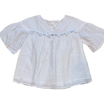 Crewcuts J. Crew Girls White Blouse Thin Silver Stripe Sz 7 - £11.51 GBP