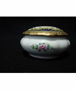 IMPERIA/IMPERIAL LIMOGES Trinket Box, Porcelain With 22K Gold-Rimmed Lid - £55.94 GBP