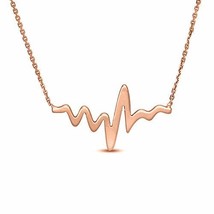 14K Gold Finish Heartbeat Necklace Sterling Silver 18&quot; Chain For Womens Gifts - £47.95 GBP