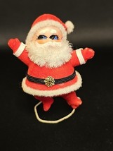 Vintage Dancing Santa Flocked 1950s Christmas Floral Pic Mini Blow Mold ... - $18.58