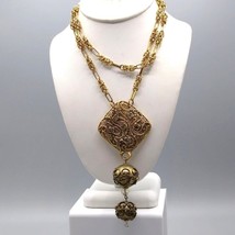 Vintage Etruscan Style Statement Necklace with Byzantine Chain and Cryst... - $202.21