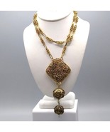 Vintage Etruscan Style Statement Necklace with Byzantine Chain and Cryst... - £161.16 GBP
