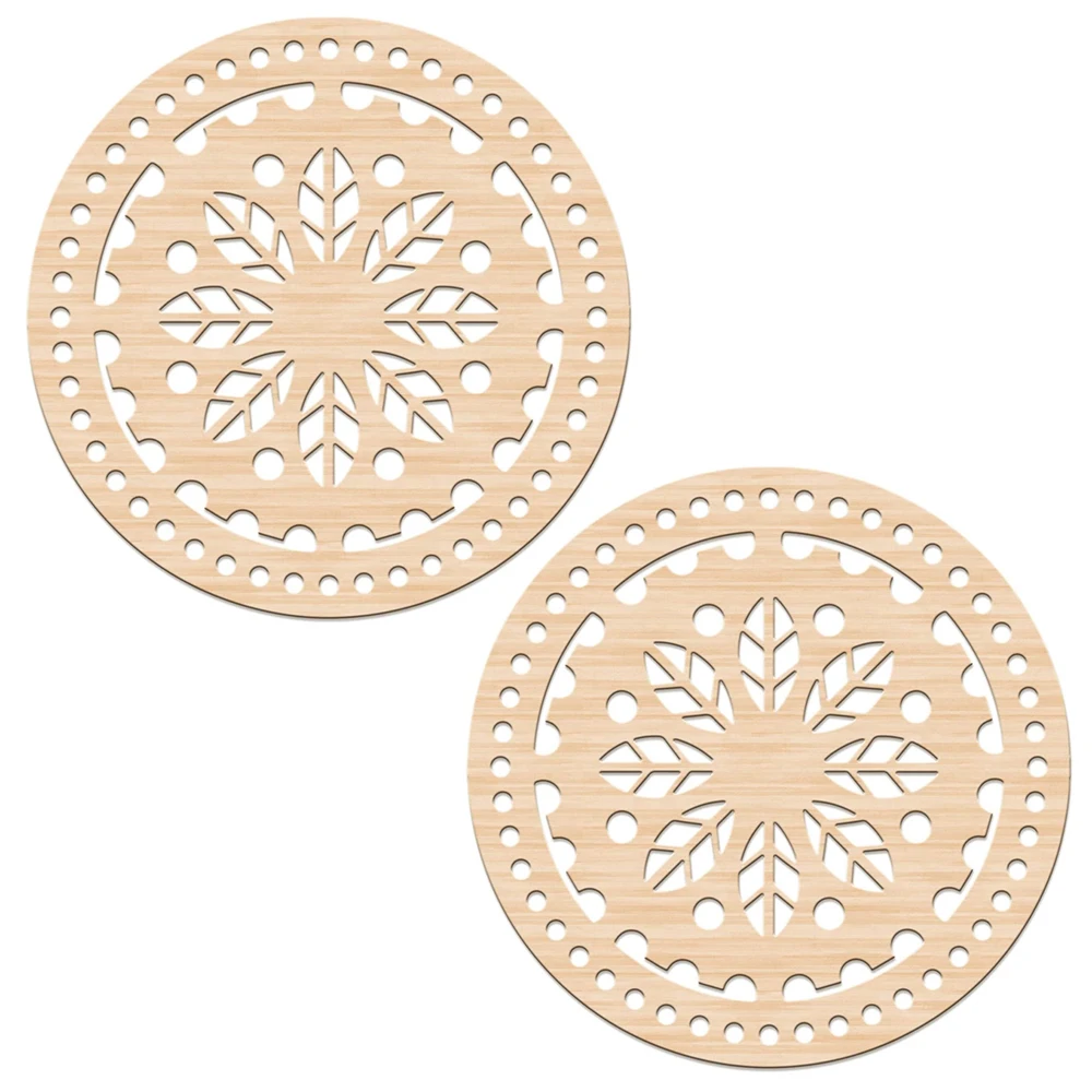 2Pcs DIY Natural Wooden Basket Bottoms Hollow Crochet Wood Base for -No17 - $8.70