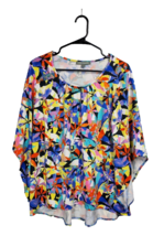 KATE &amp; MALLORY Shirt Women&#39;s Large Tunic 3/4 Sleeve Flared Sleeve Multicolored - £13.96 GBP