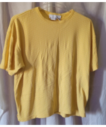 Women's Nordstrom Pullover Shirt Size XL Yellow and White Poka Dot Short Sleeve - $14.99