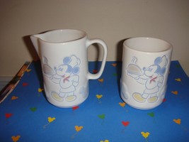 Disney Parks Ceramic Chef Mickey Mouse Cream &amp; Sugar - £11.78 GBP