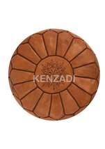 Moroccan leather pouf, round pouf, berber pouf, brown pouf with brown em... - £54.13 GBP