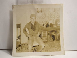 old vintage Black &amp; white B&amp;W Photo- Man Sitting - £1.97 GBP