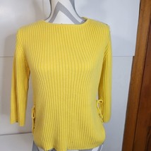Womens Pierre Cardin Ribbed Sweater with Side ties Yellow Size Large - £15.29 GBP