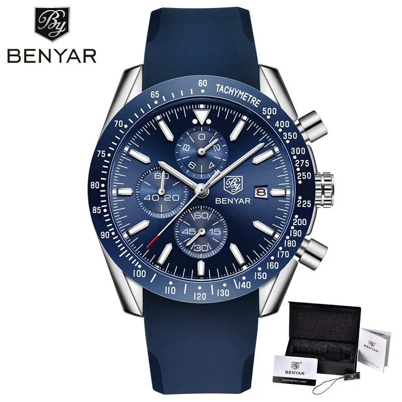 BENYAR Men    &amp;Steel   Man Leather   Watch  Masculino - £50.16 GBP