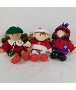 Commonwealth Set of Three Christmas Holiday Plush Dolls Snowflakes Winter - £19.02 GBP