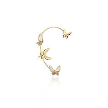 Cubic Zirconia &amp; White Acrylic 18K Gold-Plated Butterfly Ear Cuff - £10.26 GBP
