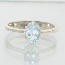 Sparkling Powder Blue Topaz Handmade 925 Silver Solitaire Ladies Ring size 8 - £63.22 GBP