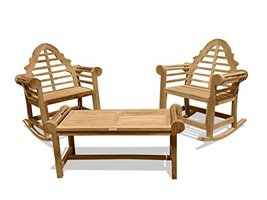 Windsor&#39;s Grade A Teak , Lutyens 3 pc Set, 2 Rocking Chairs and Coffee Table - £2,048.24 GBP