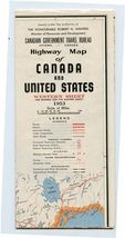 Highway Map Canada &amp; United States 1953 Western &amp; Eastern Sheet Travel B... - $17.82
