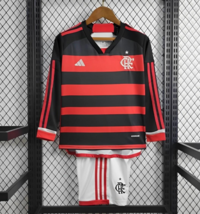 24/25 Kids Flamengo Home Long Sleeves Black Red Shirt - Kids Size - $45.99