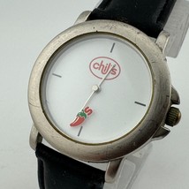 VTG Chili&#39;s Quartz Watch Men Silver White Japan Movt Leather Analog New ... - $496.75 MXN