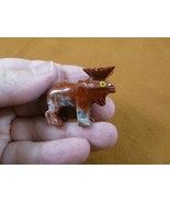 (Y-MOO-WB-30) small red gray buck MOOSE carving stone SOAPSTONE figurine... - $11.78 CAD