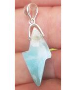BLUE larimar handcarved 925 sterling silver Gemstone RAY pendant (l-120) - $31.04 CAD