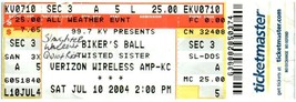 Twisted Sister Slaughter Warrant Ticket Stub July 10 2004 Kansas City Mi... - £19.41 GBP