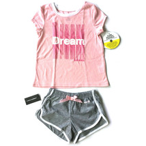 Diesel Girls 2 Piece Pajama Set Size 4 Top and Shorts Pink Gray Sleepwea... - £24.33 GBP