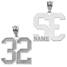 Personalized Silver Jersey Lucky Number and Name Pendant Necklace - £59.07 GBP+