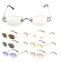 Slim Rimless Square Sunglasses Classic Casual Retro Designer Fashion Buffs Sleek - £6.68 GBP+