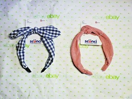 Scunci Headband With Bow Blue &amp; White Plaid &amp; Red &amp; White Check Headband... - $14.23