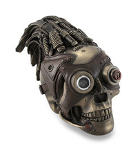 Bronzed Steampunk Skull Sculptural Industrial Statue - $55.69