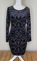 Guess NWT $108 Women’s Cortina Paisley Glitter dress Size M Black G5 - £48.36 GBP