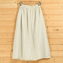 Khaki Cotton Linen Wrap Skirts Women One Size A Line Long Casual Skirt image 7