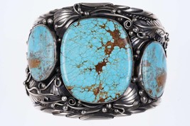 Huge Navajo Sterling and Turquoise cuff by Augustine Largo - £1,015.31 GBP