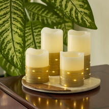 My Home Flameless LED Wax Pillar Candles with Fairy Lights and Timer - £44.82 GBP
