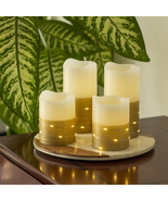 My Home Flameless LED Wax Pillar Candles with Fairy Lights and Timer - £43.57 GBP