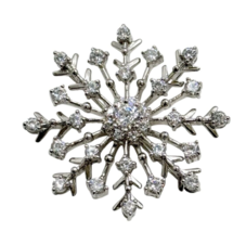 Jacmel Mauritius JCM Sterling Silver Cubic Zirconia CZ Snowflake Pendant Brooch - £22.27 GBP