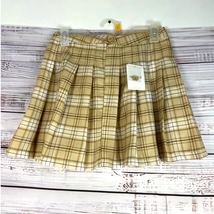 Forever 21 Short Pleated A Line Flare Skirt Women M Beige Plaid Clueless... - $22.50