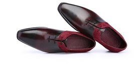 Customize Burgundy Genuine Cowhide Leather Rounded Derby Toe Handmade Shoes - £115.07 GBP