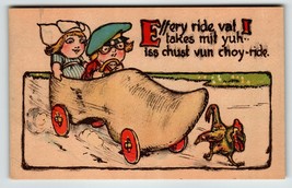 Dutch Boy Girl Postcard Comic Wooden Shoe Car On Wheels Turkey TP &amp; Co. ... - $8.08