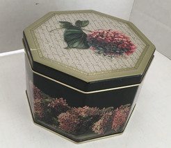 Vintage decorative tin container floral pattern shabby chic cottage storage - $19.75