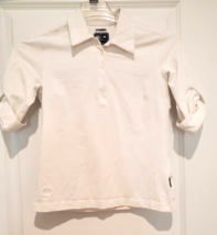 Adidas Golf Top S White Polo Shirt Climalite Solid 3/4 Sleeve Womens Adj... - $22.75