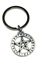 Pentacle Runes Keyring Pentagram Viking Heathen Pagan Wiccan Norse Reino... - $6.33