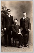 RPPC Three Dapper Men In Suits Studio Photo c1915 Postcard U28 - £7.95 GBP
