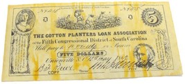 $5 Dollar Cotton Planters Loan Association South Carolina Reproduction - £27.76 GBP