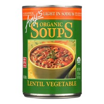 Amy&#39;s - Organic Lentil Vegetable Soup - Low Sodium - Case Of 12 - 14.5 Oz - £70.49 GBP