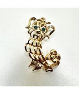 Vintage Gold Tone &quot;AVON&quot; Green Rhinestone Eyes Poodle DOG PIN Brooch - £5.50 GBP