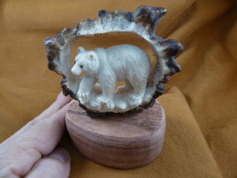 bear-w106 grizzly bear of shed ANTLER crown ring figurine Bali detailed carving - £117.45 GBP