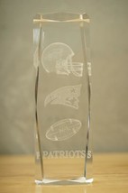 Laser Cut 3D Block TRENDY Crystal Paperweight Football New England Patriots - £19.43 GBP
