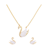 22ct Yellow Gold Elegant Swan Necklace 18 inches &amp; Matching Stud Earring... - $1,837.89