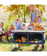 4 Ft Folding Camping Table with Built-In Storage &amp; Carry Handle - €48,91 EUR