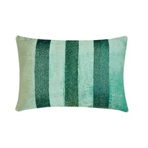 Sparkling Stripe Teal - Teal Blue Velvet Lumbar Pillow Cover - £38.89 GBP+